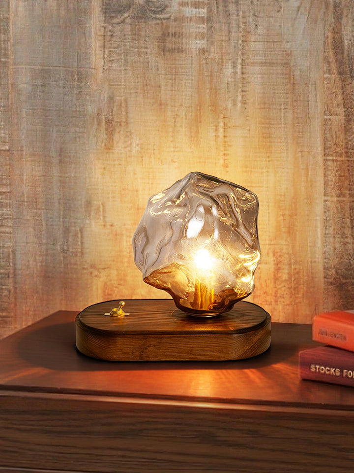 Lisslune | Glass Block Table Lamp | Modern Design with Clear Glass | Ideal for Living Room & Bedroom Lighting
