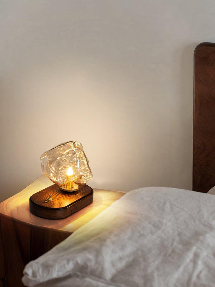 Lisslune | Glass Block Table Lamp | Modern Design with Clear Glass | Ideal for Living Room & Bedroom Lighting