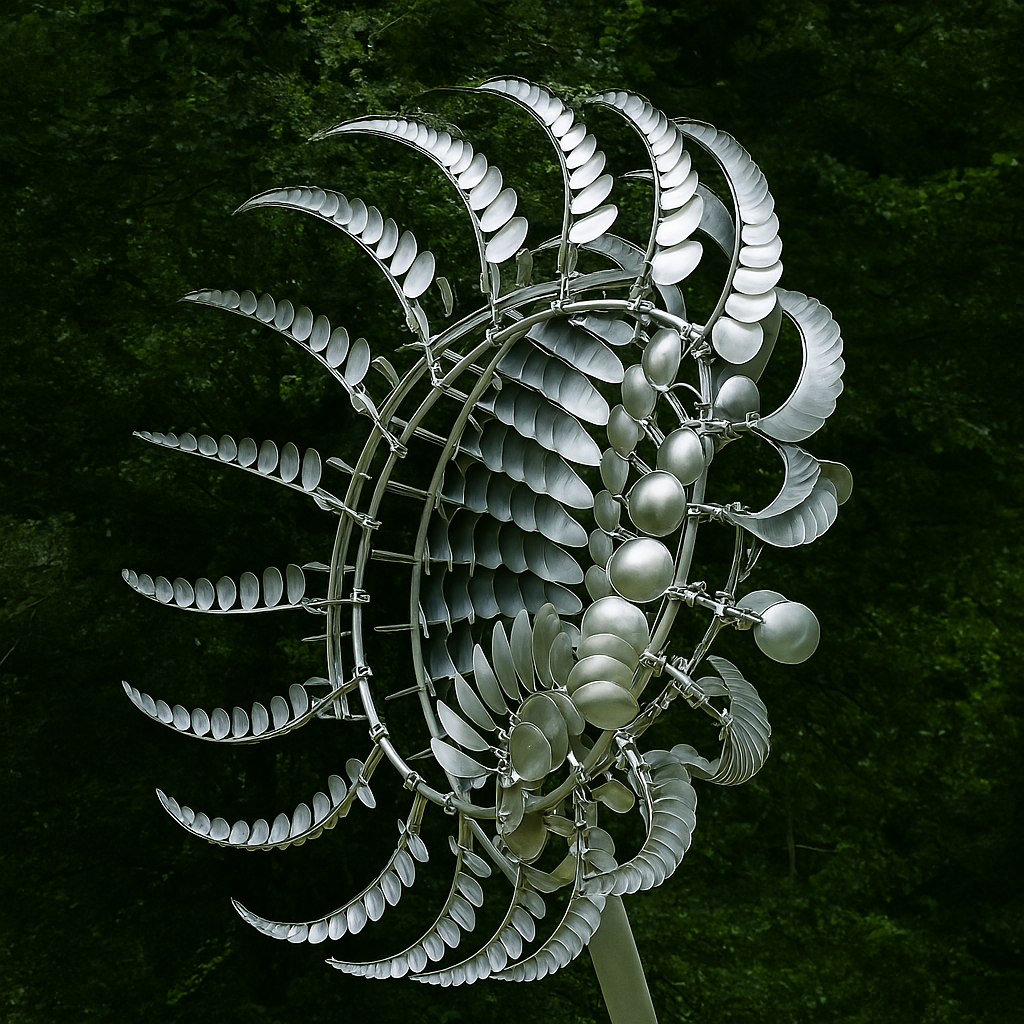 Lisslune | Silver Metal Garden Wind Spinner Outdoor Sculpture