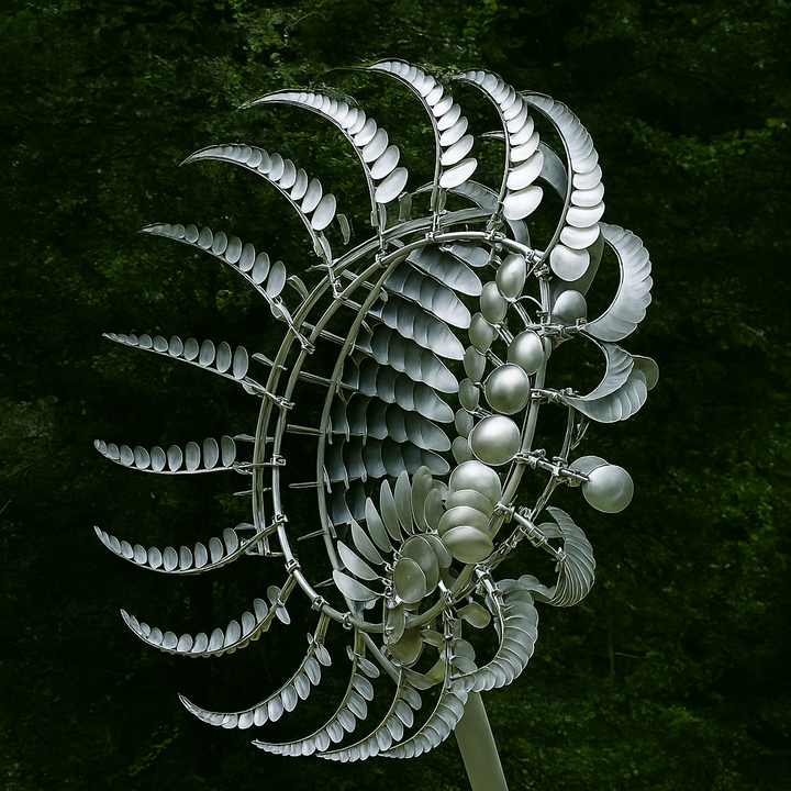 Lisslune | Silver Metal Garden Wind Spinner Outdoor Sculpture