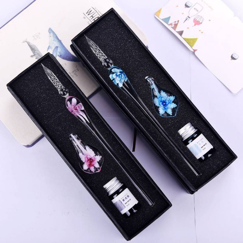 Lisslune | Glass Calligraphy Pen Set with Ink and Pen Holder