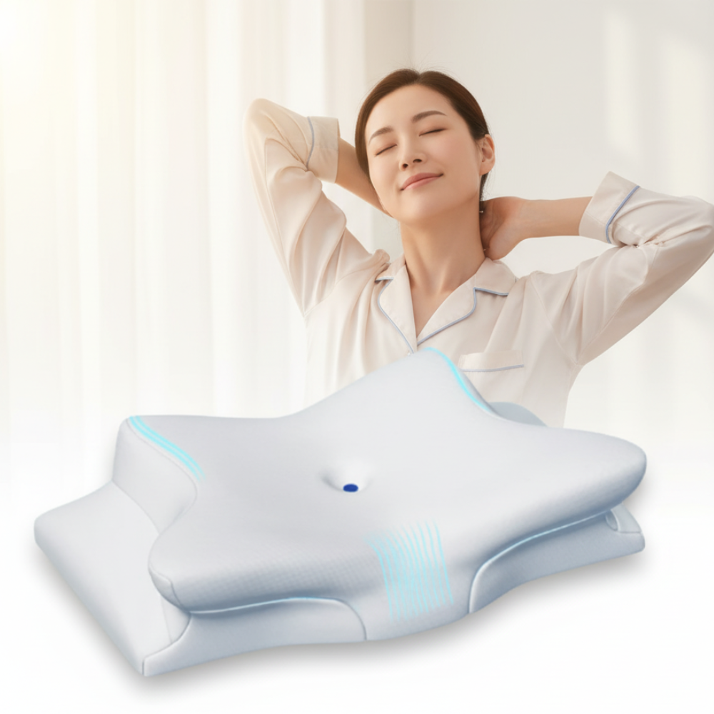 Lisslune | Memory Foam Pillow for Ultimate Comfort – Sleeping Pillow with Ergonomic Butterfly Design for Deep Rest & All-Night Support