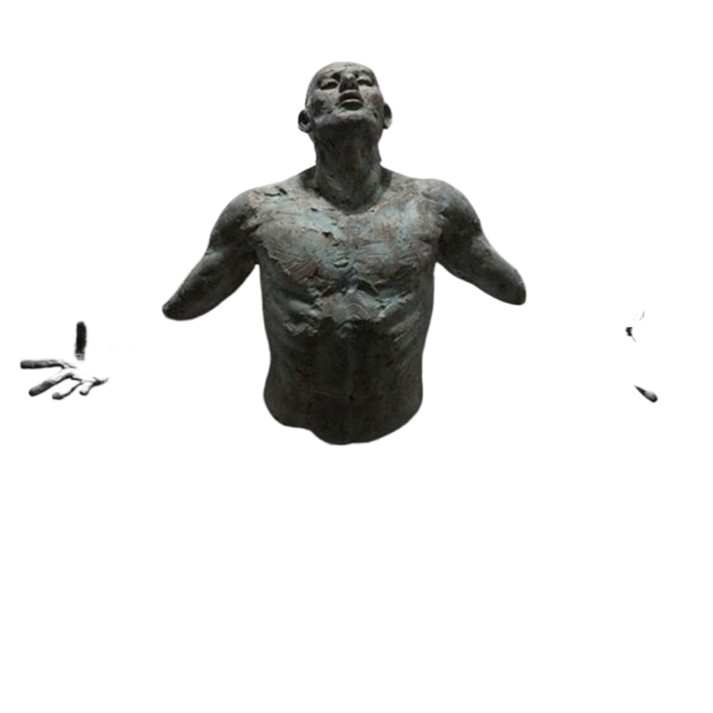 Lisslune | Artificial Copper Resin Ornament Abstract Figure Wall Art Climber 3D Through Wall Statue Sculpture