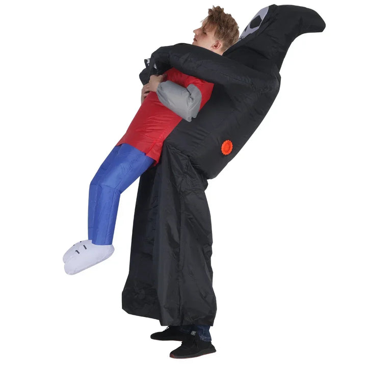 Lisslune | Inflatable Ghost Costume with Black Robe and Mask – Halloween Unisex Outfit