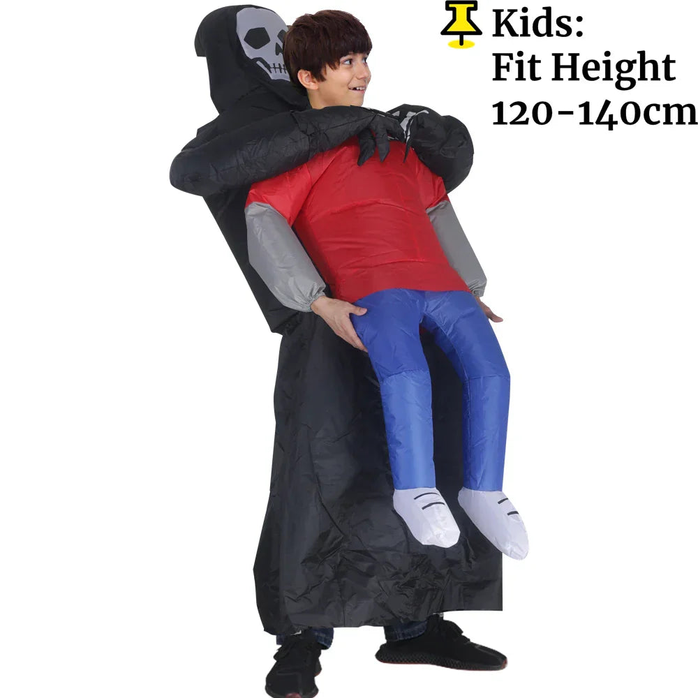 Lisslune | Inflatable Ghost Costume with Black Robe and Mask – Halloween Unisex Outfit