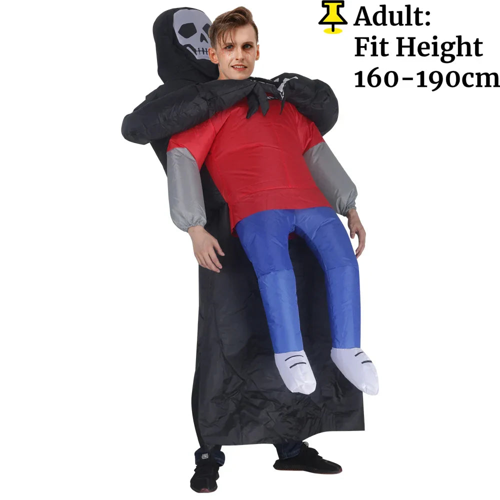 Lisslune | Inflatable Ghost Costume with Black Robe and Mask – Halloween Unisex Outfit