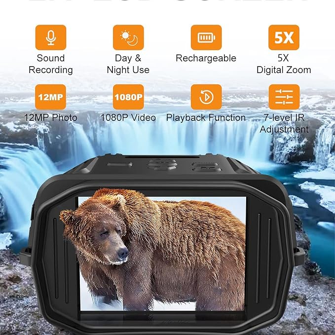 Lisslune | Infrared Night Vision Binoculars Camera - HD 4x Zoom Night Vision Goggles for Total Darkness