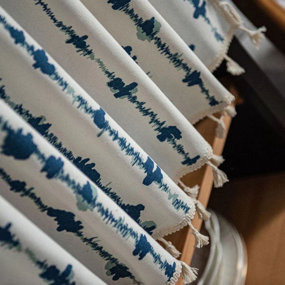 Lisslune | Inkblot Blue Tassel Cabinet Curtain