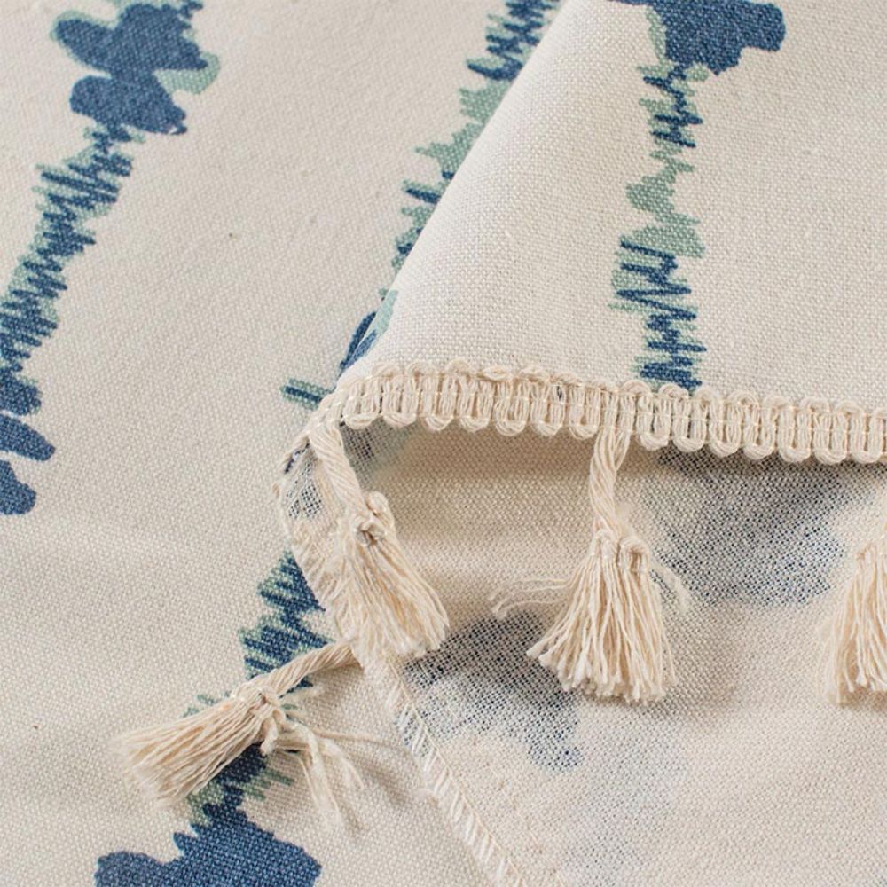Lisslune | Inkblot Blue Tassel Cabinet Curtain