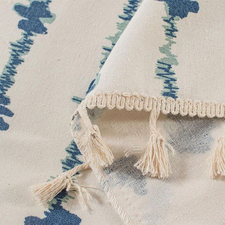 Lisslune | Inkblot Blue Tassel Cabinet Curtain