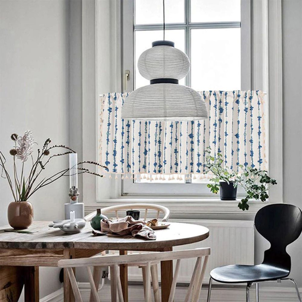 Lisslune | Inkblot Blue Tassel Cabinet Curtain