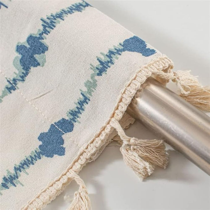 Lisslune | Inkblot Blue Tassel Cabinet Curtain