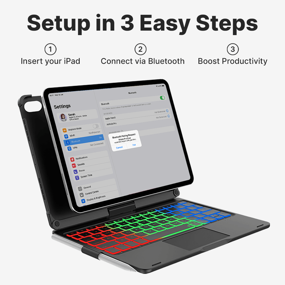 Lisslune | Wireless Keyboard Case for iPad - Rotating Design