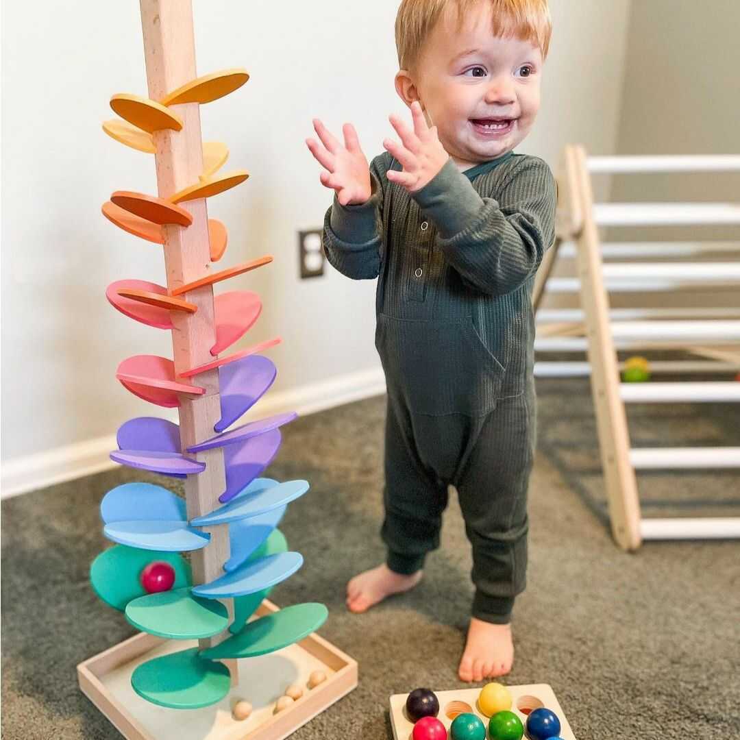 Lisslune | Rain Sound Play Tower – Educational Wooden Marbles Tower for Children