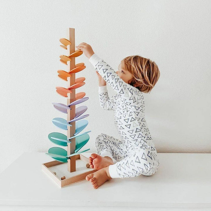 Lisslune | Rain Sound Play Tower – Educational Wooden Marbles Tower for Children