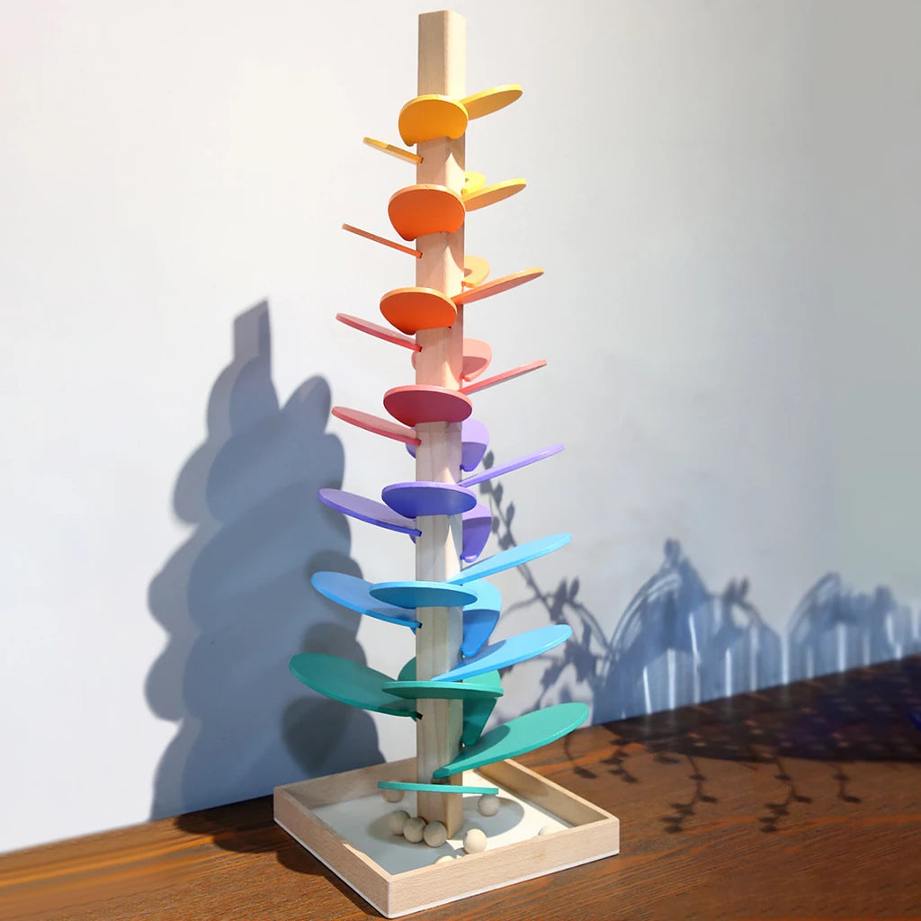Lisslune | Rain Sound Play Tower – Educational Wooden Marbles Tower for Children