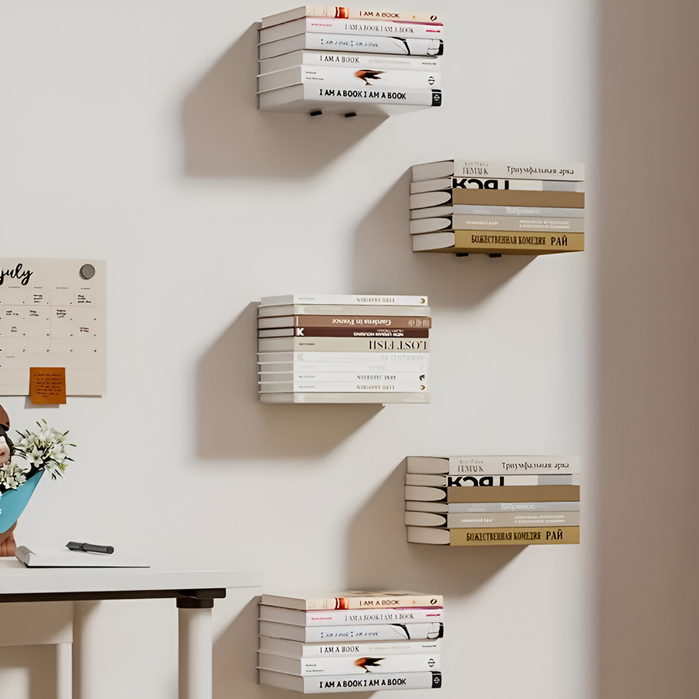 Lisslune | Invisible Floating Bookshelves – Wall-Mounted Book Organisers & Stylish Space-Saving Wall Racks