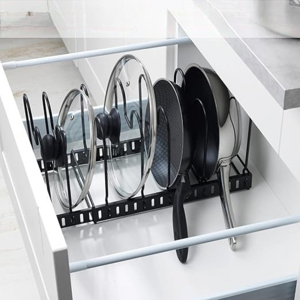 Lisslune | Iron Dish Pot Lid and Utensils Storage Rack