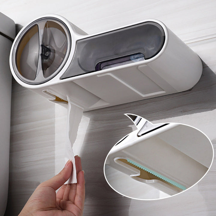 Lisslune | DryHold Self-Adhesive Toilet Paper Holder – Waterproof Wall Solution with Extra Storage Space