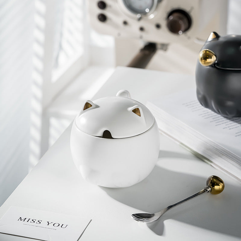 Lisslune | Cute cat mug with lid and spoon