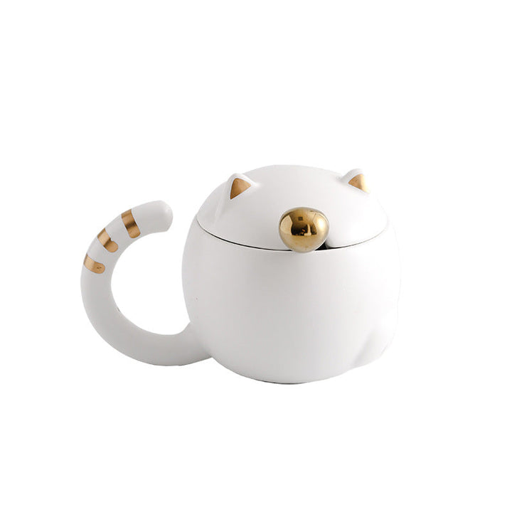 Lisslune | Cute cat mug with lid and spoon