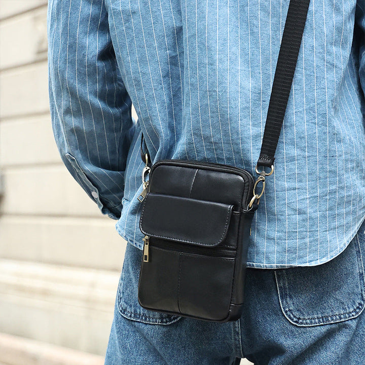 Lisslune | Men’s Small Genuine Leather Shoulder Bag – Compact Crossbody with Adjustable Strap