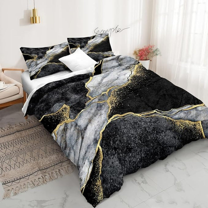Lisslune | Jade Opulent Gold Accent Duvet Cover Set