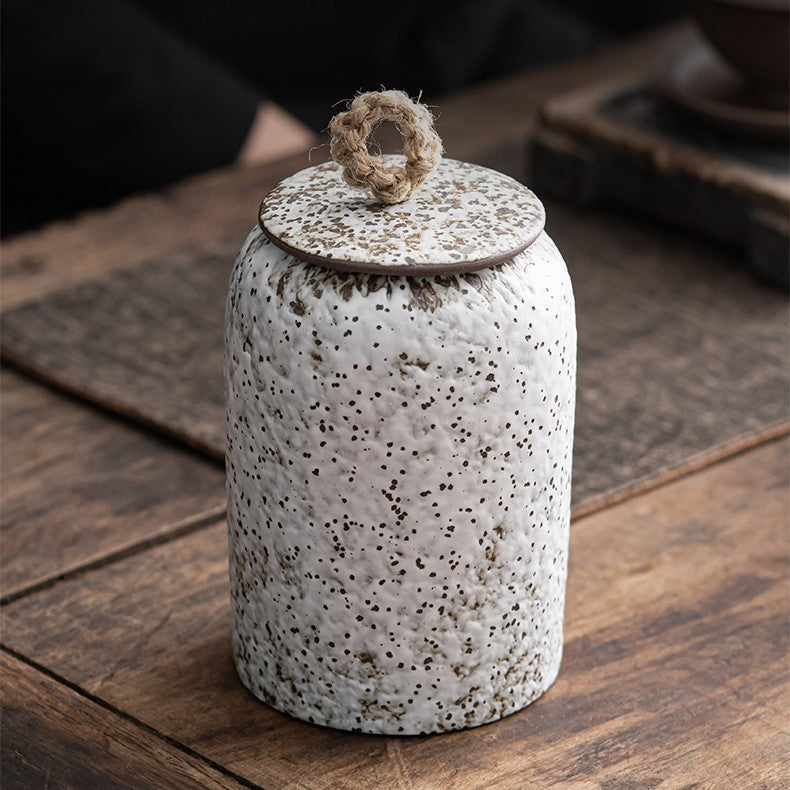 Lisslune | Japanese tea canisters made of ceramics, retro stoneware, airtight, Gong-Fu made of ceramics, for candies, tea ceremony accessories
