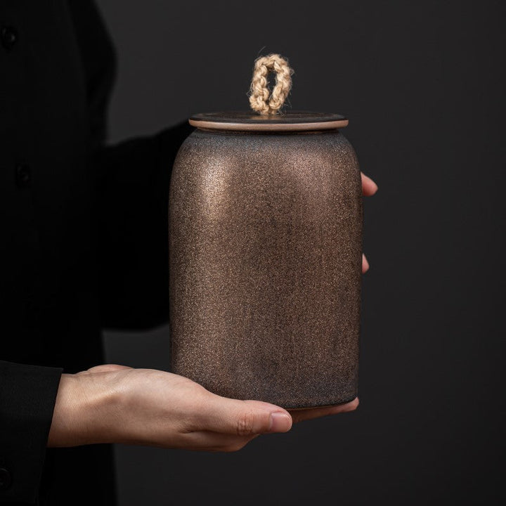 Lisslune | Japanese tea canisters made of ceramics, retro stoneware, airtight, Gong-Fu made of ceramics, for candies, tea ceremony accessories