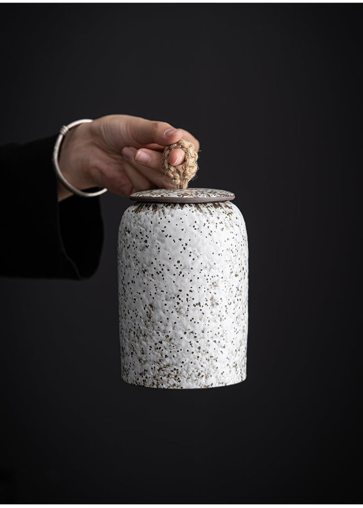 Lisslune | Japanese tea canisters made of ceramics, retro stoneware, airtight, Gong-Fu made of ceramics, for candies, tea ceremony accessories