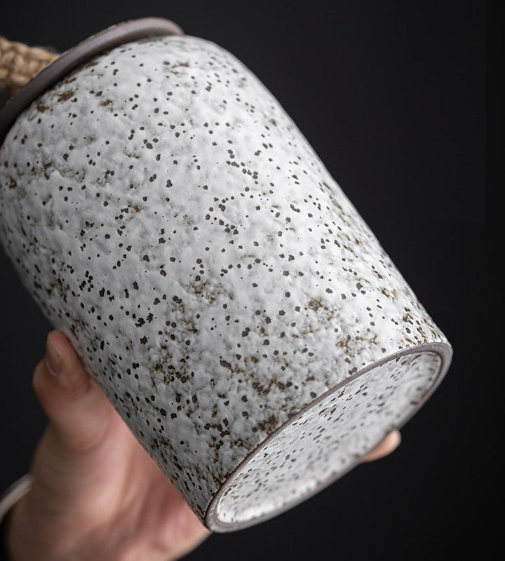 Lisslune | Japanese tea canisters made of ceramics, retro stoneware, airtight, Gong-Fu made of ceramics, for candies, tea ceremony accessories