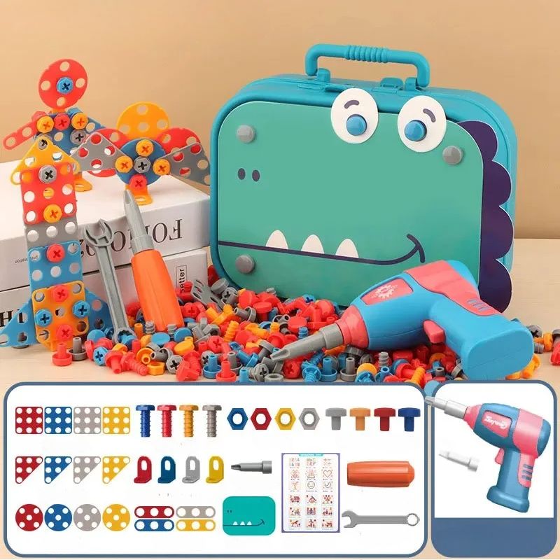 Lisslune | BuildiBox Creative Construction Set with Toy Drill – Portable Construction Case for Kids
