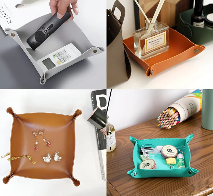 Lisslune | Leather tray catch basin storage box