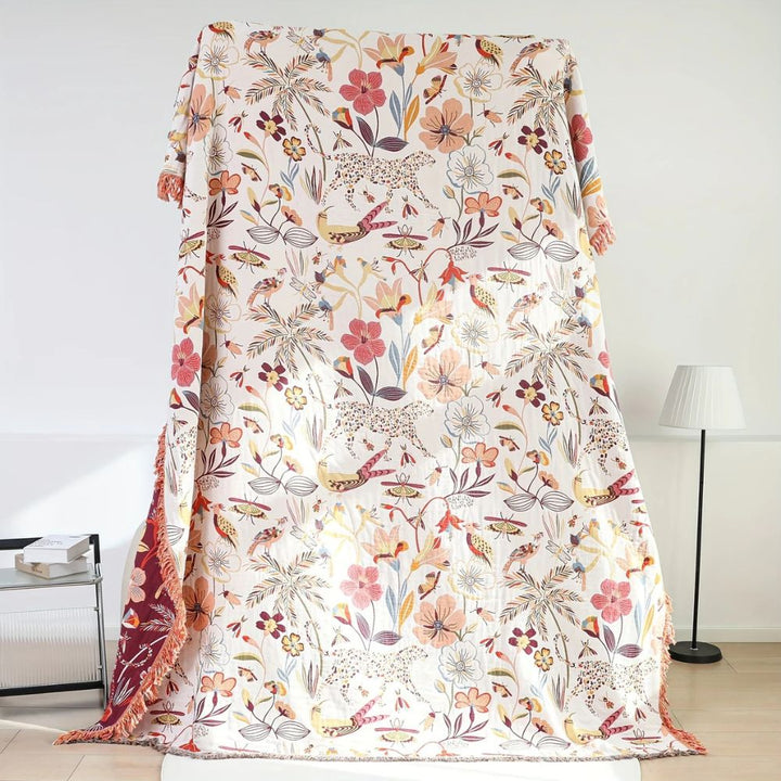 Lisslune | Jungle Bloom Reversible Cotton Blanket