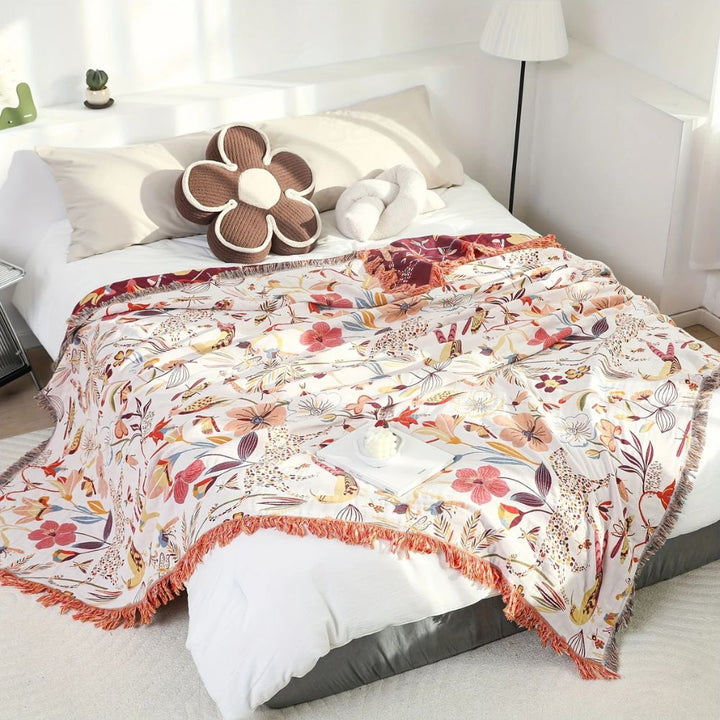 Lisslune | Jungle Bloom Reversible Cotton Blanket