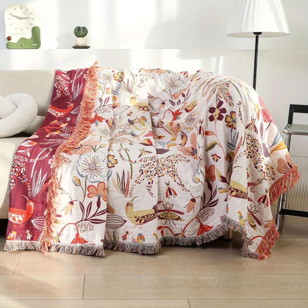 Lisslune | Jungle Bloom Reversible Cotton Blanket