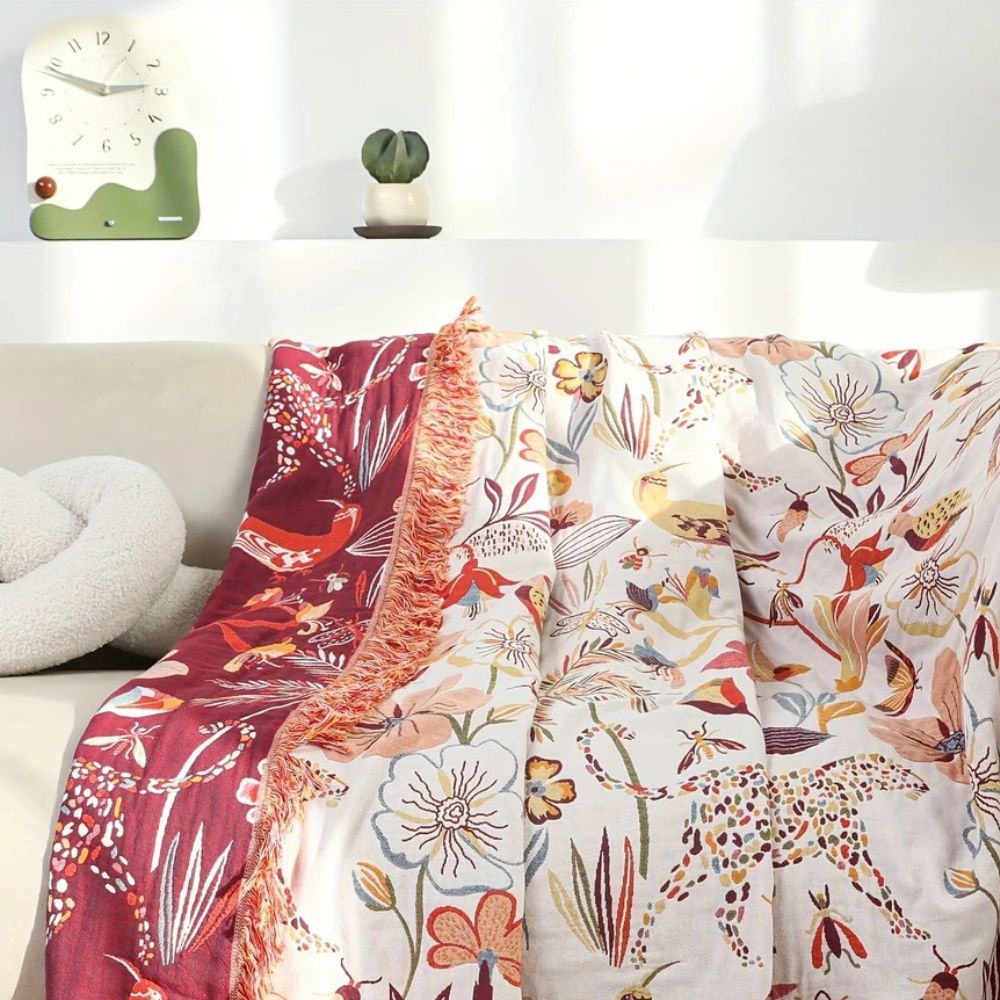 Lisslune | Jungle Bloom Reversible Cotton Blanket