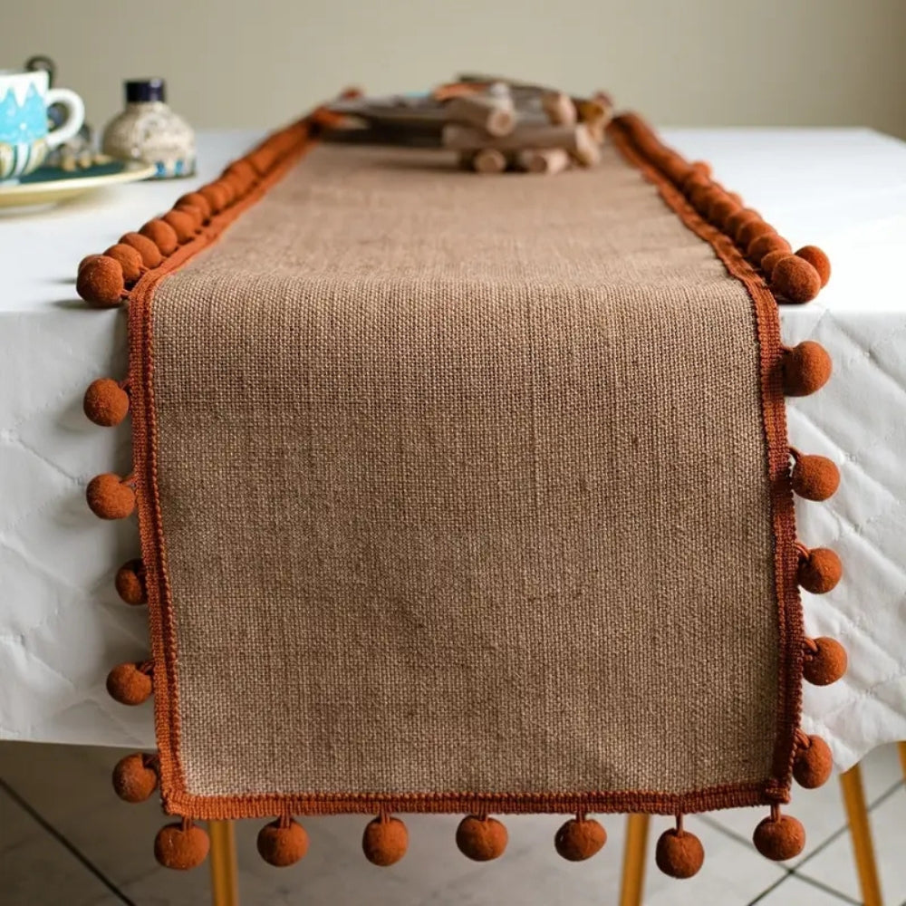 Lisslune | Jute Bohemian Pom-Pom Table Runner
