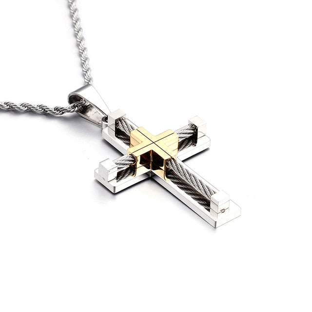 Lisslune | Stainless Steel Bead Cross Men's Pendant