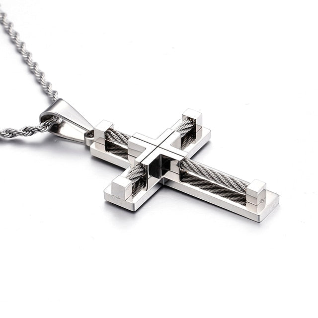 Lisslune | Stainless Steel Bead Cross Men's Pendant