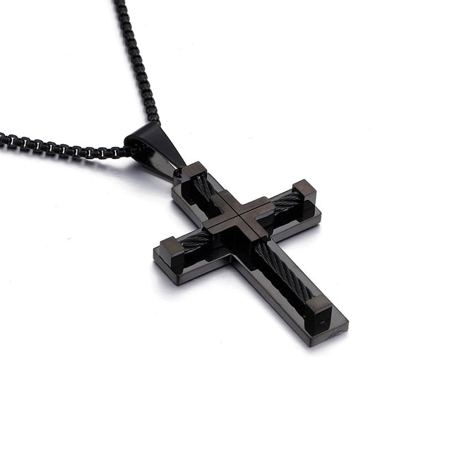 Lisslune | Stainless Steel Bead Cross Men's Pendant