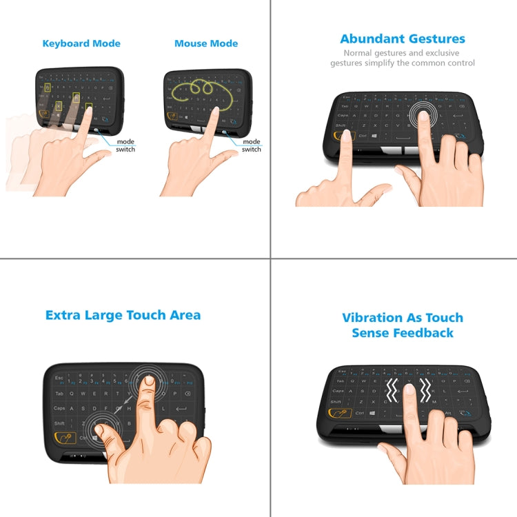 Lisslune | H18 2.4GHz Mini Wireless Air Mouse QWERTY Keyboard with Touchpad / Vibration for PC, TV (Black)
