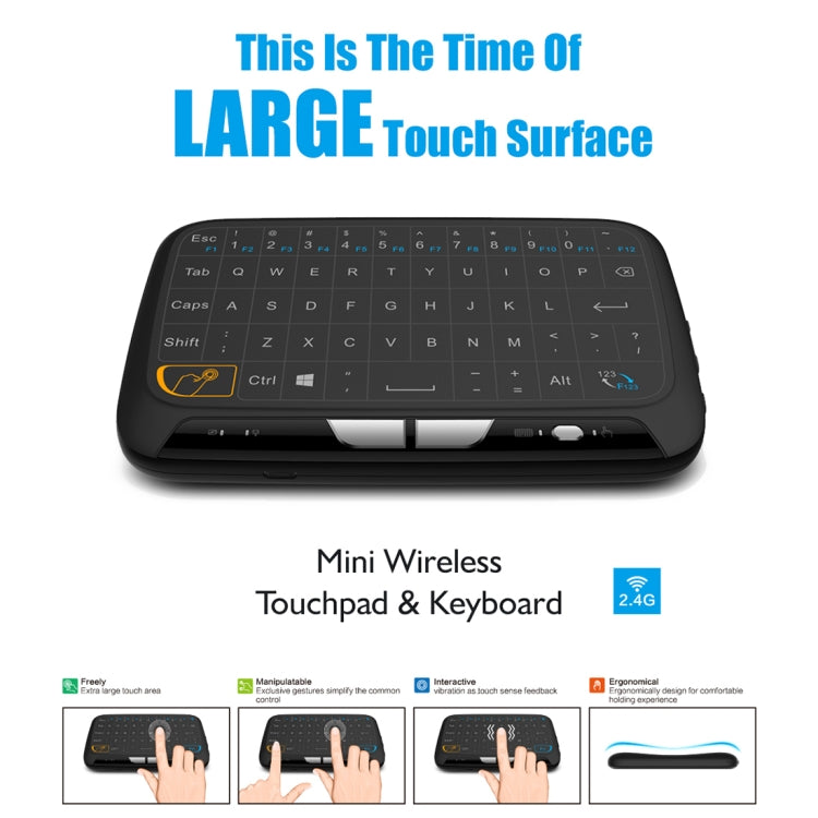 Lisslune | H18 2.4GHz Mini Wireless Air Mouse QWERTY Keyboard with Touchpad / Vibration for PC, TV (Black)