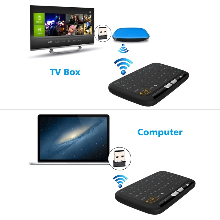 Lisslune | H18 2.4GHz Mini Wireless Air Mouse QWERTY Keyboard with Touchpad / Vibration for PC, TV (Black)