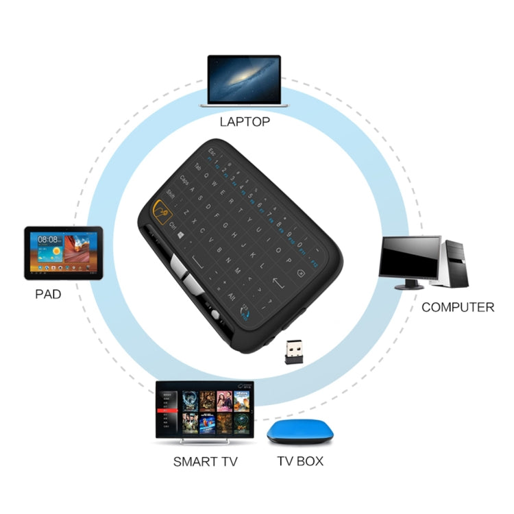Lisslune | H18 2.4GHz Mini Wireless Air Mouse QWERTY Keyboard with Touchpad / Vibration for PC, TV (Black)