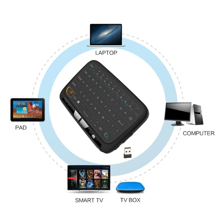 Lisslune | H18 2.4GHz Mini Wireless Air Mouse QWERTY Keyboard with Touchpad / Vibration for PC, TV (Black)