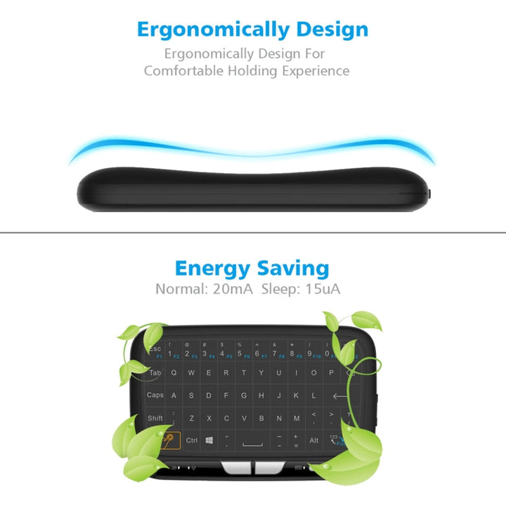 Lisslune | H18 2.4GHz Mini Wireless Air Mouse QWERTY Keyboard with Touchpad / Vibration for PC, TV (Black)