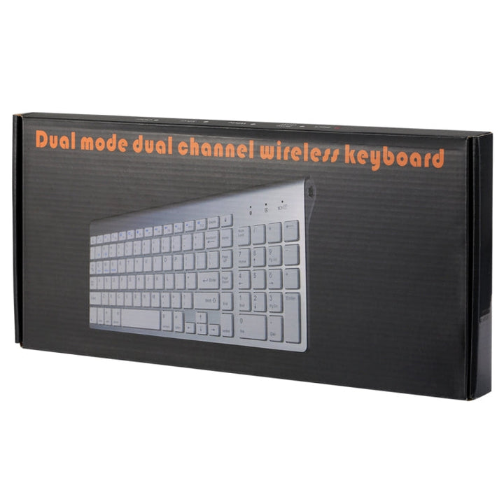 Lisslune | K368 Dual Mode Dual Channel 102 Keys Wireless Bluetooth Keyboard for Laptop, Notebook, Tablet, and Smartphones, Support for Android / iOS / Windows or an Updated Version (Silver)