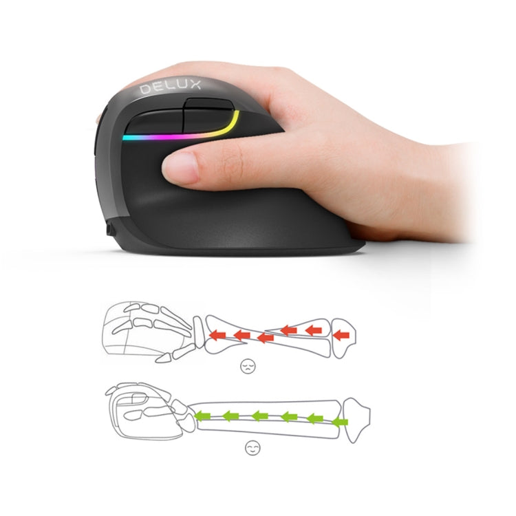 Lisslune | DELUX M618 Mini 2.4G Wireless 2400DPI USB Rechargeable Ergonomic Vertical Mouse (Gray)