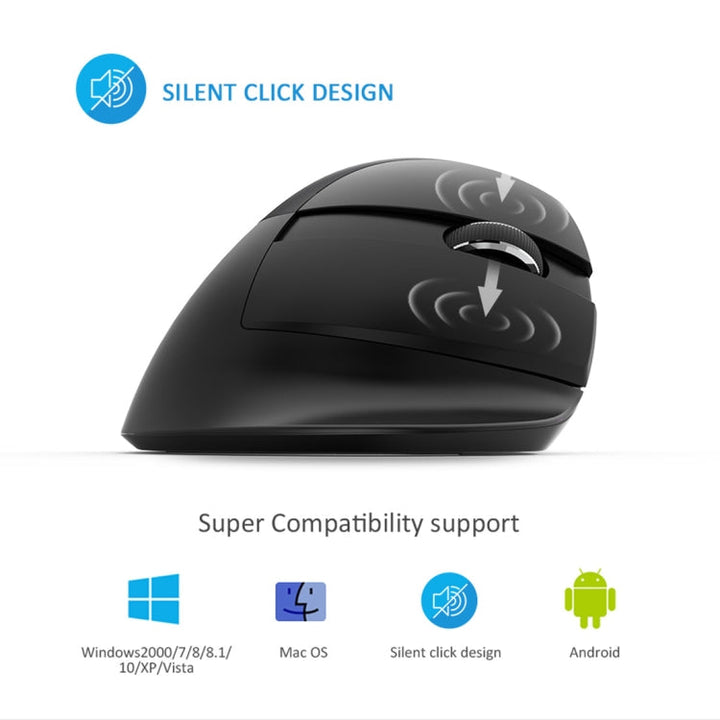 Lisslune | DELUX M618 Mini 2.4G Wireless 2400DPI USB Rechargeable Ergonomic Vertical Mouse (Gray)
